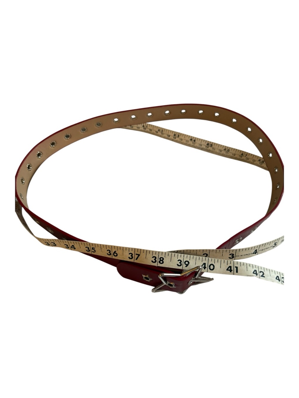 Red Star Buckle Studded Punkgirl  Rocker Red Belt 38”+ SZ L XL - Picture 4 of 6